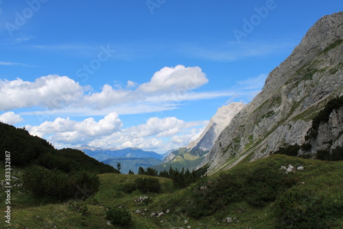 A beautiful alpine mountain panorama in the Austrian Alps close to Ehrwald
