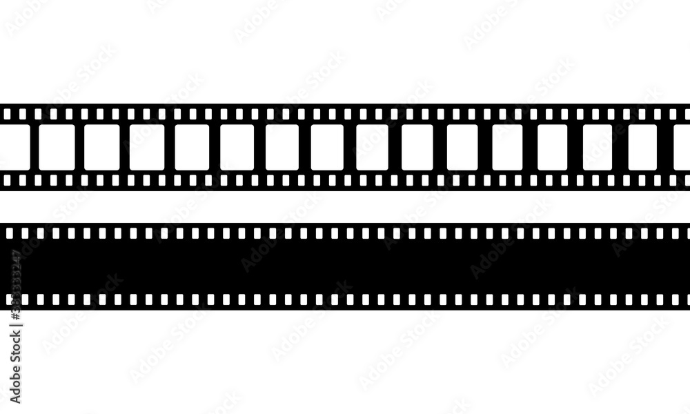 Film strip icon in black. Photographic film. Vector on isolated white background. EPS 10