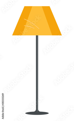 Colorful cartoon floor lamp light icon for home appliance indoor furniture vector flat isolated interior design element. Yellow torchere to create cozy atmosphere in the room, artificial light source