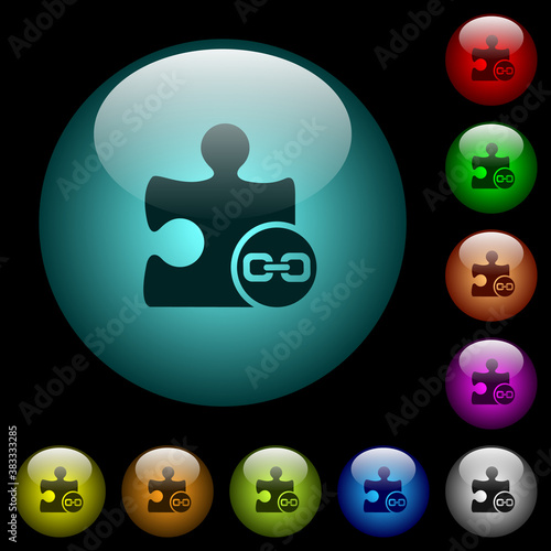 Chain plugin icons in color illuminated glass buttons