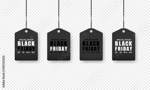 Black friday sale price tag. Shopping. Cheap price. Vector on transparent isolated background. EPS 10