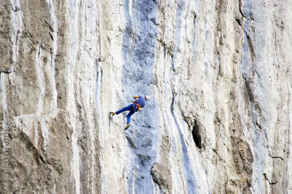Climbers on a big limestone wall Climbers on a big limestone wall