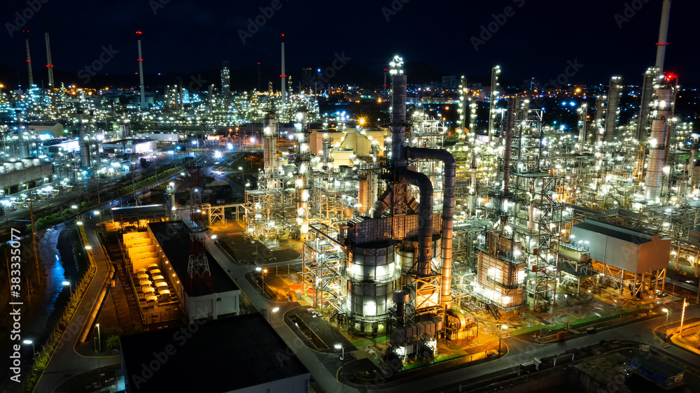 Aerial view Oil refinery .The factory is located in the middle of nature and no emissions. The area around the air pure. Aerial view Oil refinery .The factory is located in the middle of nature and no emissions. The area around the air pure.