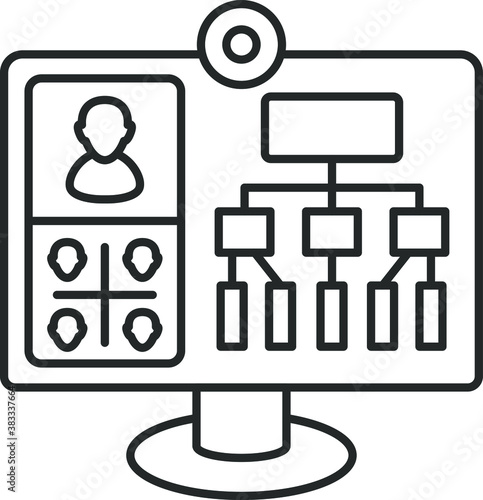 algorithm broadcast, webinar, line icon