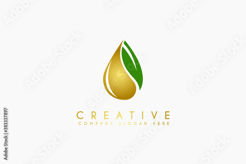 Natural essence oil logo design vector illustration. Nature oil logo isolated on white background
