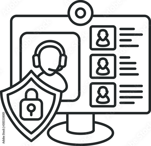 secure communication, webinar, line icon