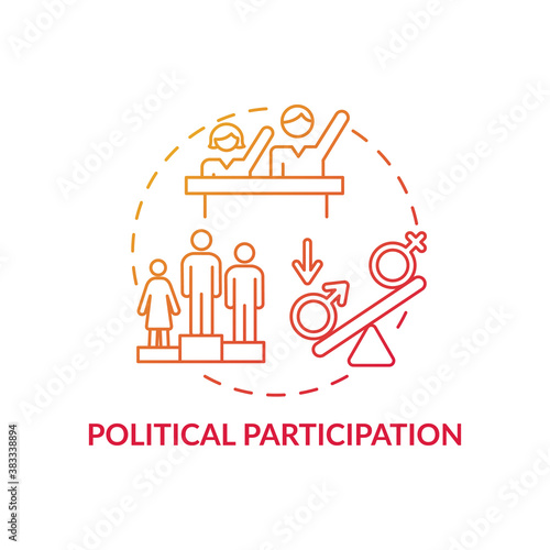 Political participation concept icon. Gender gap criterias. Changing country manangement way. Election process idea thin line illustration. Vector isolated outline RGB color drawing photo