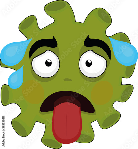 Vector illustration of exhausted coronavirus character