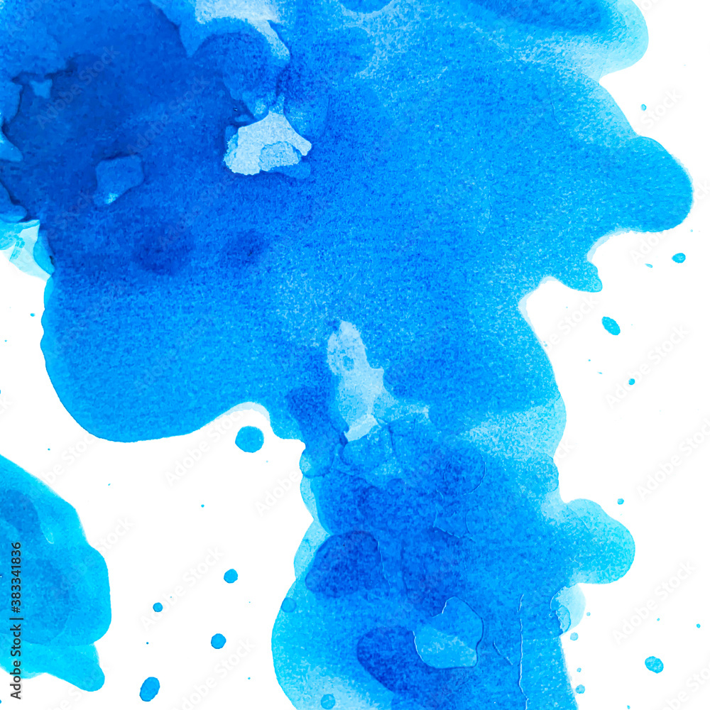 Watercolor Dark Blue Splash. Alcohol Ink Texture. Abstract Colorful Background. Hand Painted Watercolor Texture