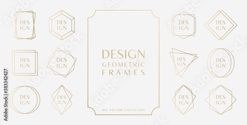 Canvas-taulu Abstract art background big vector art deco collection gold geometric polyhedron frames