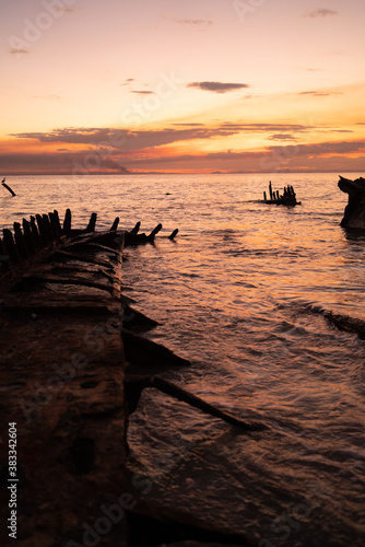 sunset at shipwreckbeach