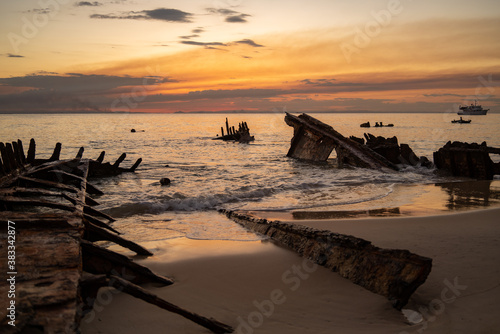 sunset at shipwreckbeach