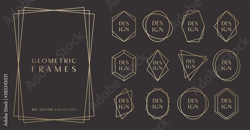 Fotografie Abstract art background big vector art deco collection gold geometric polyhedron frames