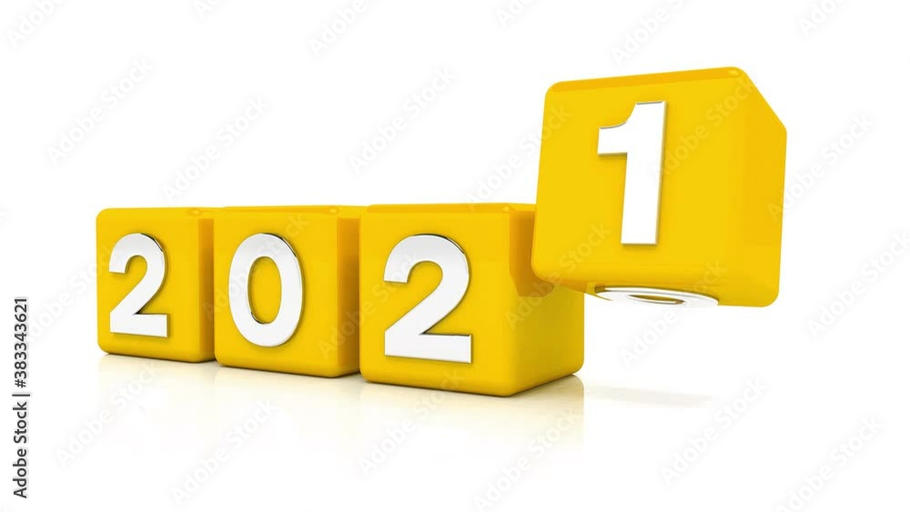 video animation of yellow cubes with 2020 - 21 over white background - represents the new year 2021 video animation of yellow cubes with 2020 - 21 over white background - represents the new year 2021