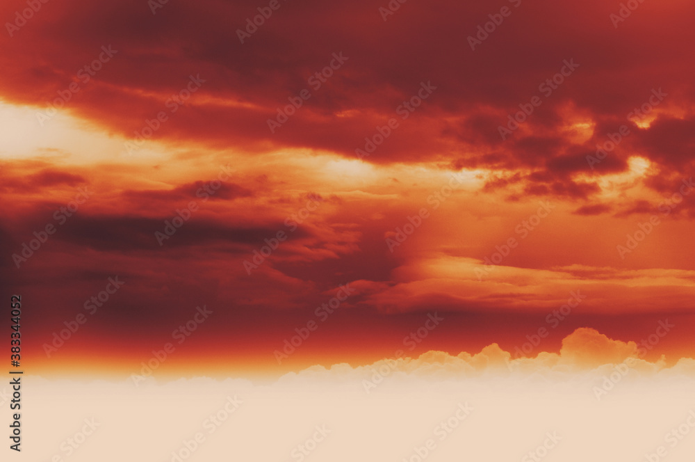 The red sky background looked like smoke and fire. bomb Violent.