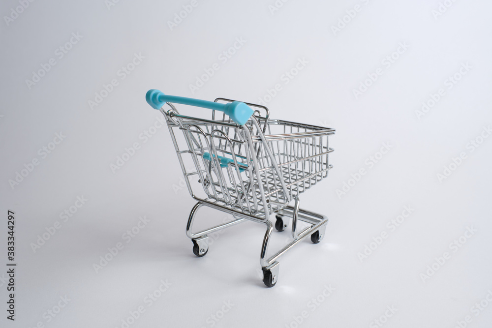 Shopping Cart is empty. On white background with copy space