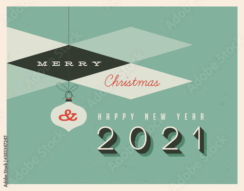 Vintage style 2021 greetings card - Vector EPS10. Grunge effects can be easily removed for a brand new, clean sign.