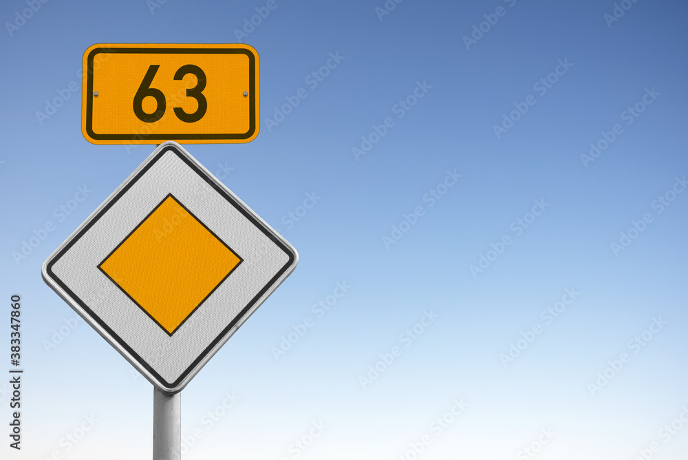 Bundesstraße 63, B 63, Verkehrsschild Bundesstraße 63, B 63, Verkehrsschild