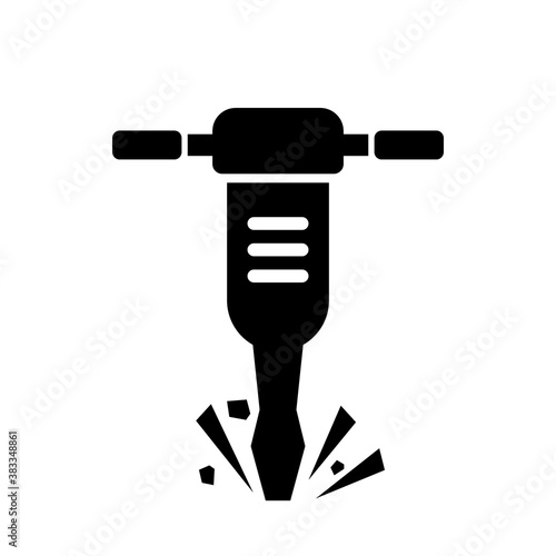 jackhammer with pieces of stones vector