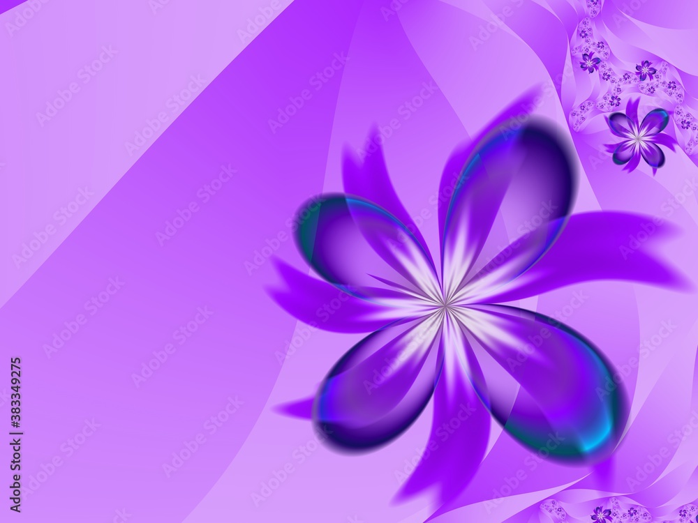 Obraz premium Purple fractal illustration background with flower. Creative element for design. Fractal flower rendered by math algorithm. Digital artwork for creative graphic design.