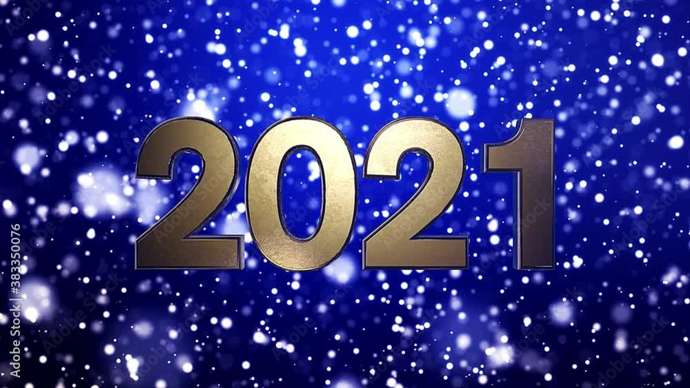 Video animation of christmas golden light shine particles bokeh over blue background and the numbers 2021 - represents the new year - vacation concept Video animation of christmas golden light shine particles bokeh over blue background and the numbers 2021 - represents the new year - vacation concept