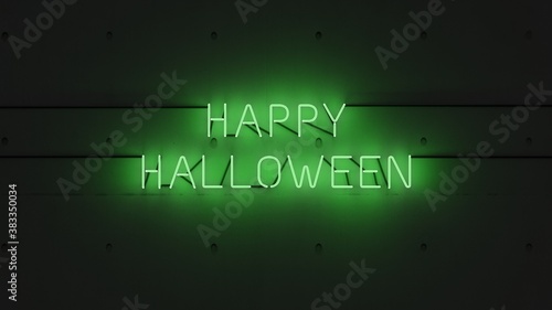 Happy Halloween neón verde. photo