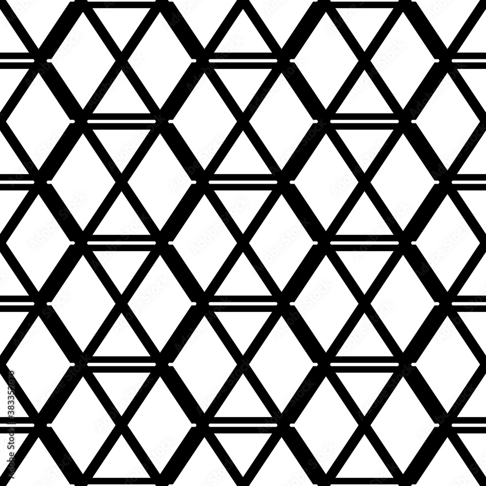 Seamless mosaic pattern. Rhombuses, triangles, lozenges ornament. Grid background. Ancient ethnic motif. Grate wallpaper. Parquet backdrop. Digital paper, web design, textile print. Diamonds vector.