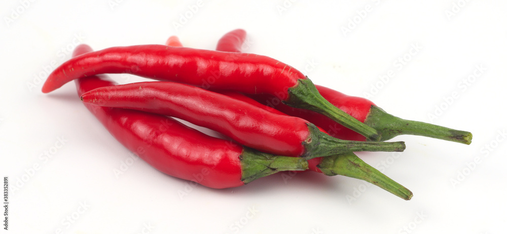 Chili peppers on a white background