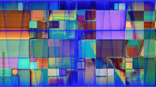 rendu d'un travail numérique, composition géométrique abstrait rythmée par les couleurs