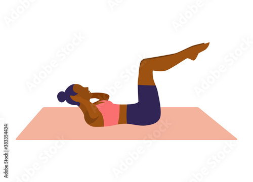 Vector silhouette of woman doing exercises. Colored shapes of woman.