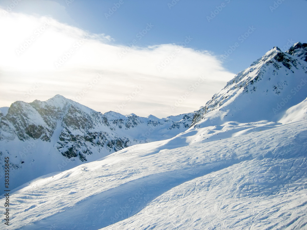 skiing area in the Silvretta mountains near Montafon in the swiss Alps