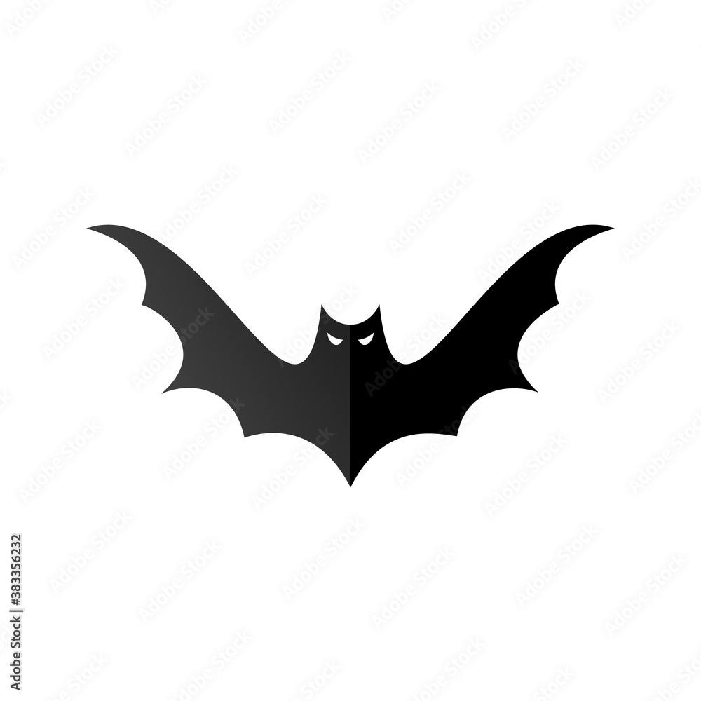 Fototapeta premium Halloween hand drawing black bat isolated on white background. Bats silhouettes