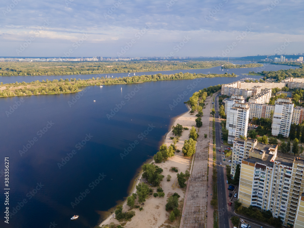 Aerial view of the Dnieper river near Kiev