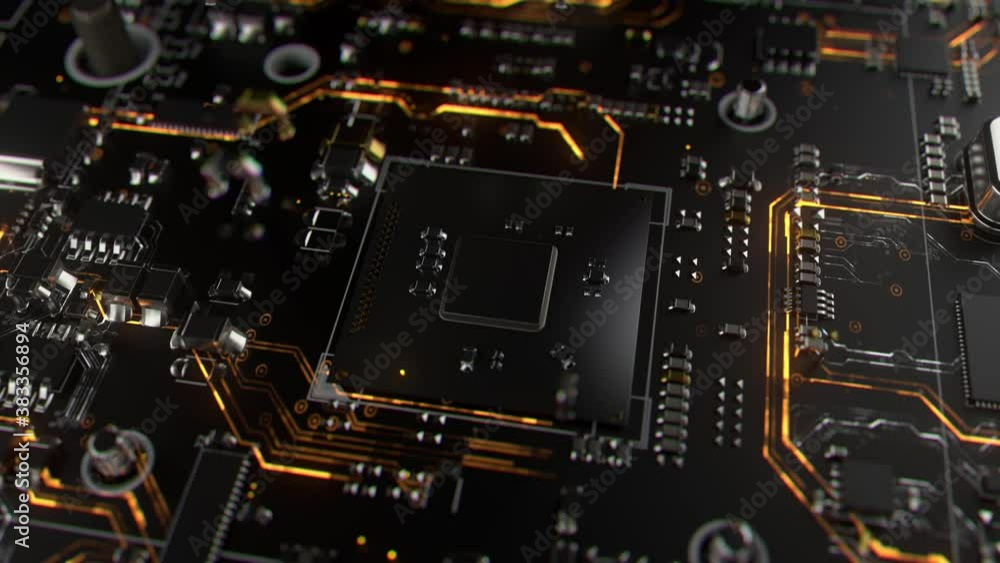 3d render of abstract motherboard. Technology conceptual background.
