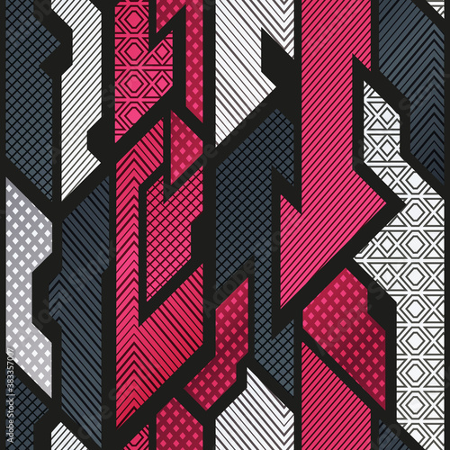 Red geometric cloth pattern.