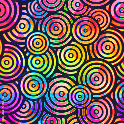 Vibrant circle geometric seamless pattern.