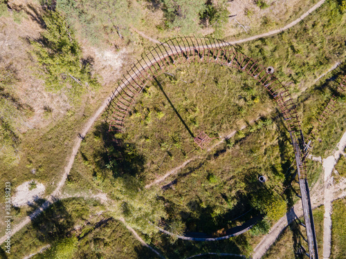 Obraz na plátně Aerial view of an abandoned bobsleigh track