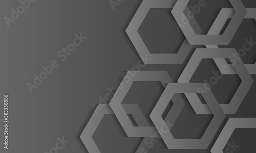 Gray abstract wallpaper with geometric hexagon overlapping layer.