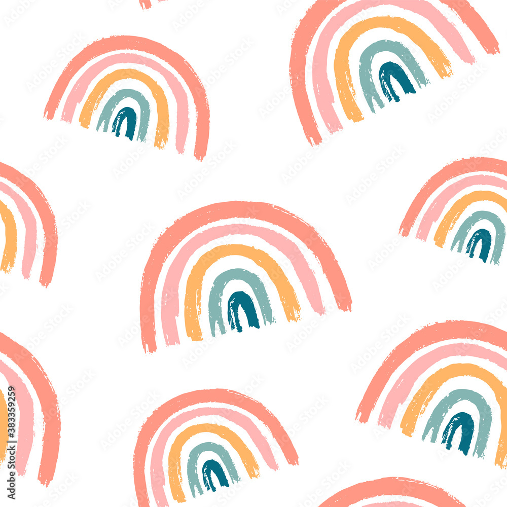 Fototapeta Hand draw seamless pattern with rainbow