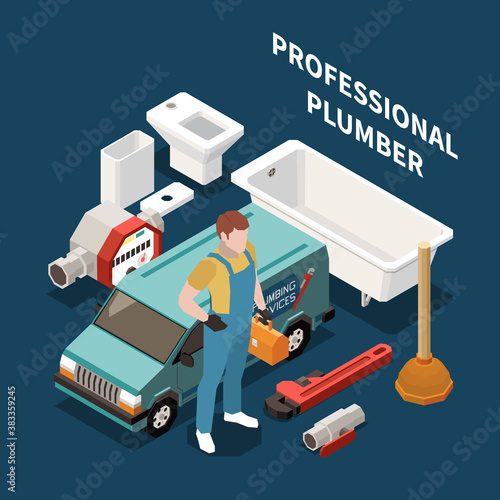 Plumber Isometric Colored Concept