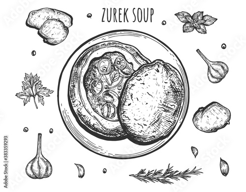 Classic polish zurek soup still life