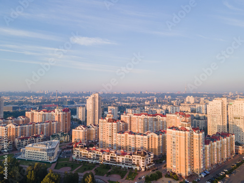 Aerial view of Obolon embankment in Kiev during the day © Hennadii