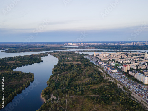 Aerial view of the Dnieper river near Kiev