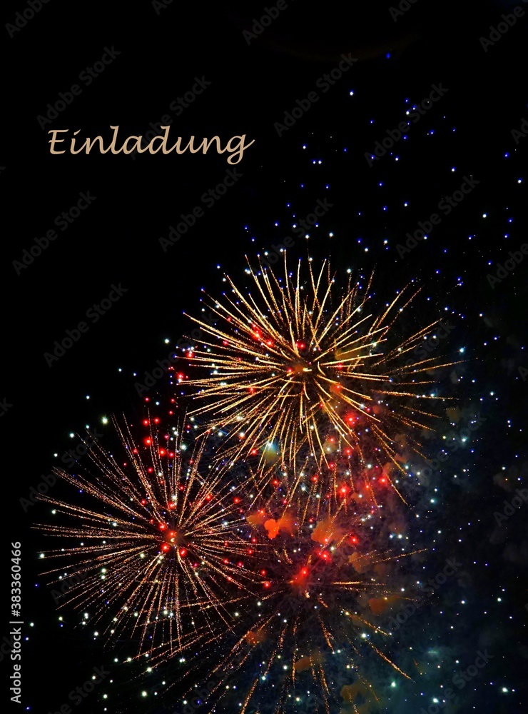 Fototapeta premium Happy New Year karte mit Feuerwerk