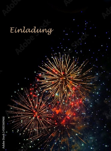 Happy New Year karte mit Feuerwerk