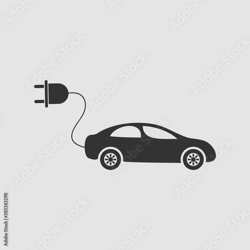 Electric car icon flat