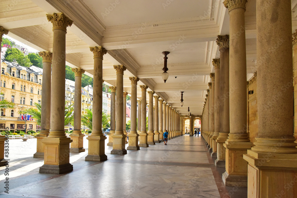 Mill colonnade promenade hall in Karlovy Vary
