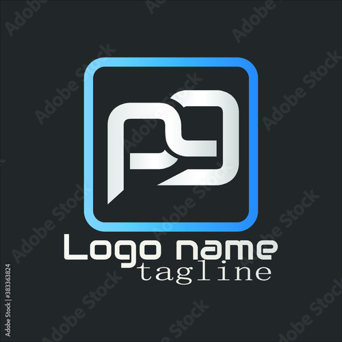 PG logo. Illustration of "PG" typeface logo isolated on black background. vector