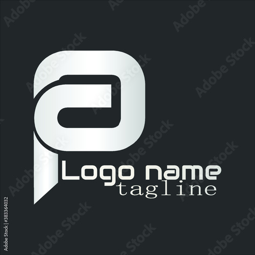 PA logo. Illustration of "PA" typeface logo isolated on black background. vector