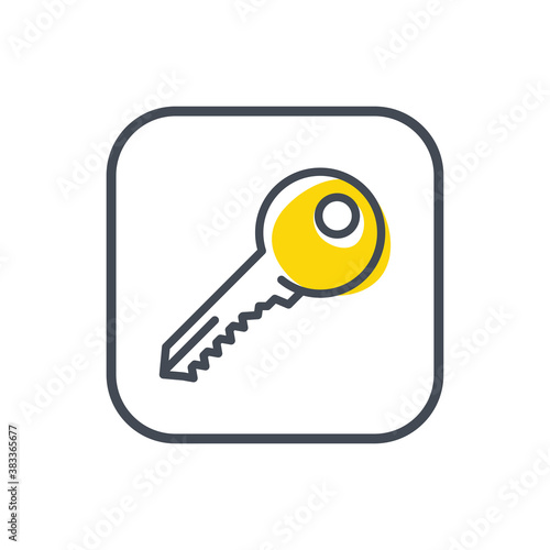 Key icon. Protection and safety sign.  Icon of door keys or car keys. Concept for the purchase of real estate or realtor services logo.Vector illustration.